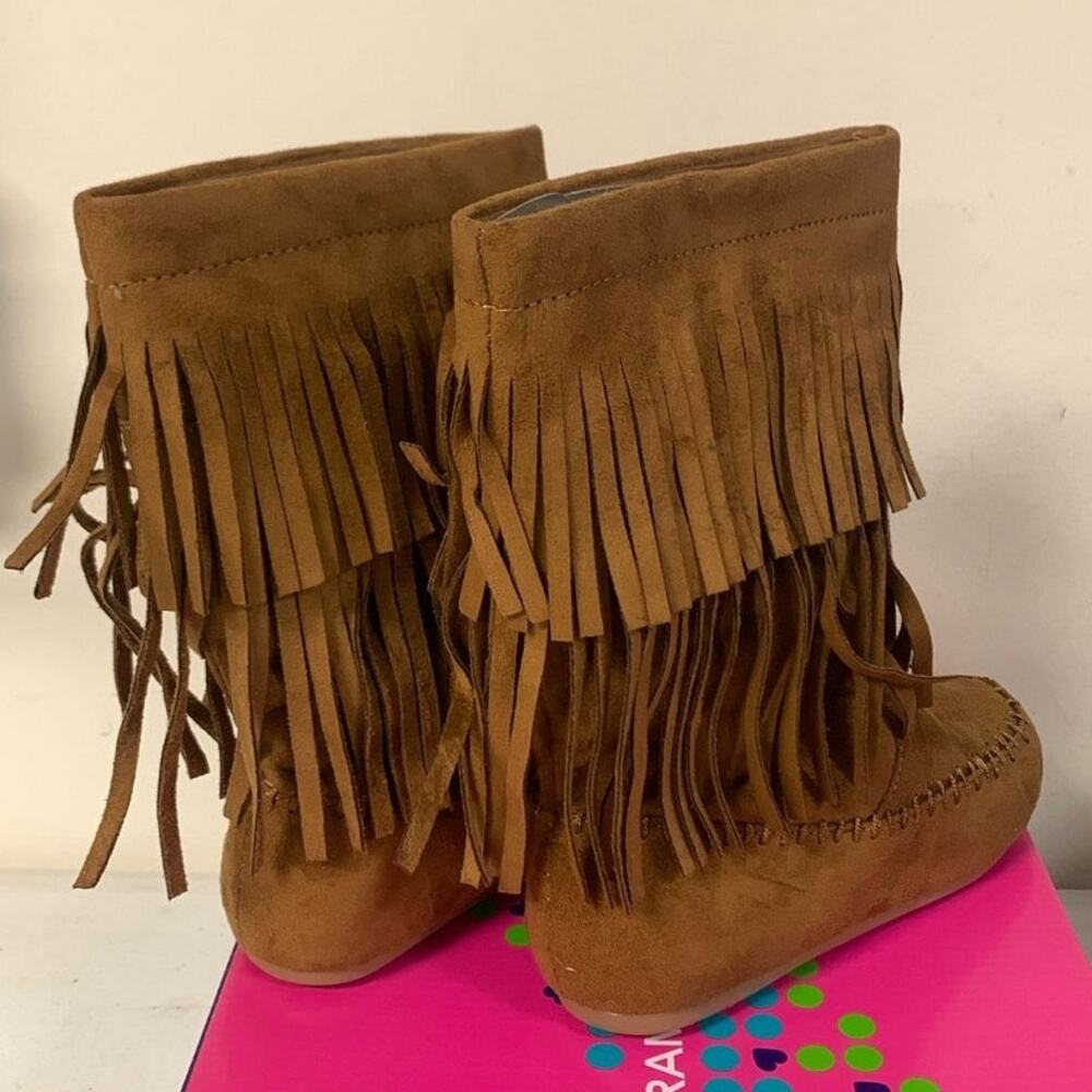 Rampage Girls Britt Fringe Boots For Little Kids Size 13M, Bree Chestnut - Picture 4 of 6